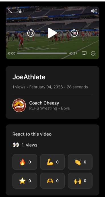 Public video reaction page with emojis
