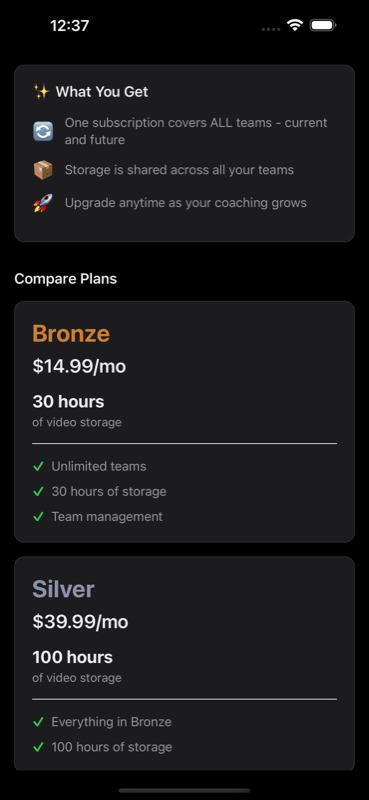 Coach Feedback subscription plans
